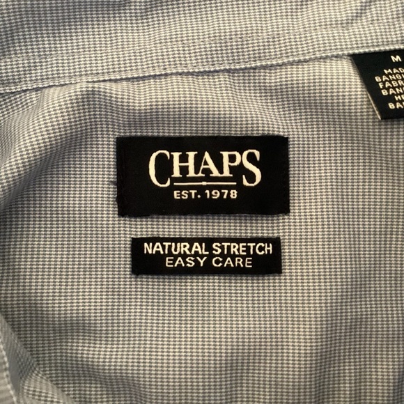 Chaps NWT Easy Care Easy Wear Men’s Blue Long Sleeve Button Down Shirt.  Size M - Picture 5 of 8